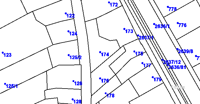 Parcela st. 174 v KÚ Oslavany, Katastrální mapa