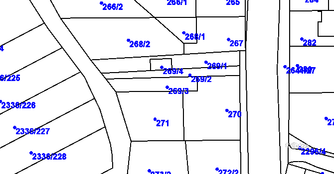 Parcela st. 269/3 v KÚ Oslavany, Katastrální mapa