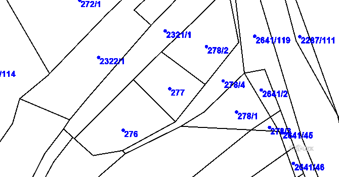 Parcela st. 277 v KÚ Oslavany, Katastrální mapa