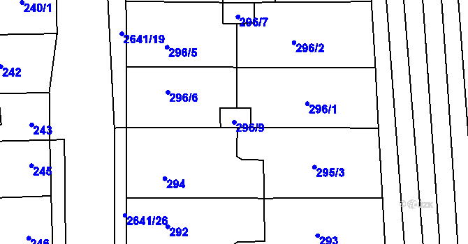 Parcela st. 296/9 v KÚ Oslavany, Katastrální mapa
