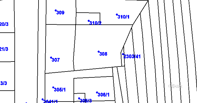 Parcela st. 308 v KÚ Oslavany, Katastrální mapa
