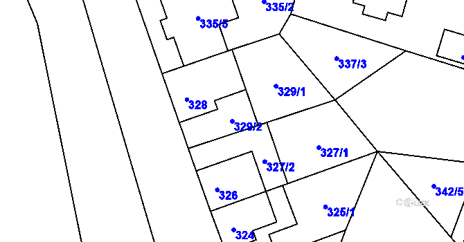 Parcela st. 329/2 v KÚ Oslavany, Katastrální mapa