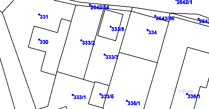 Parcela st. 333/3 v KÚ Oslavany, Katastrální mapa