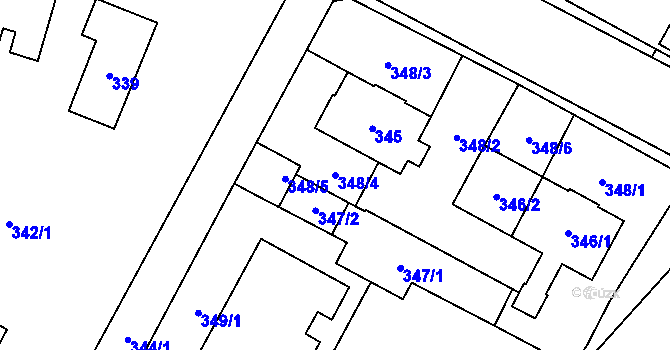 Parcela st. 348/4 v KÚ Oslavany, Katastrální mapa