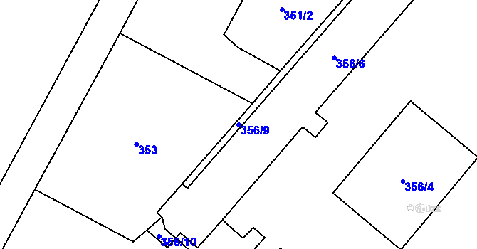 Parcela st. 356/9 v KÚ Oslavany, Katastrální mapa