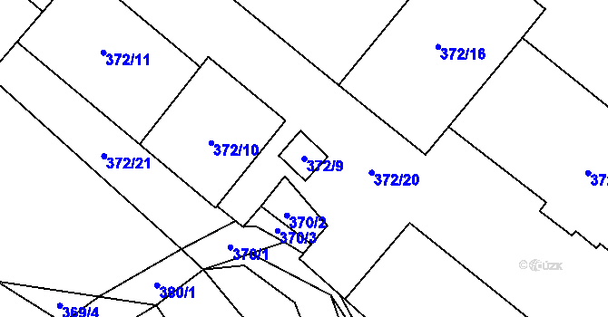 Parcela st. 372/9 v KÚ Oslavany, Katastrální mapa
