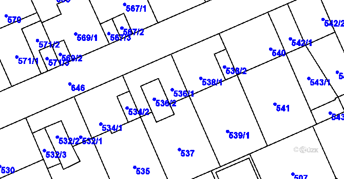 Parcela st. 536/1 v KÚ Oslavany, Katastrální mapa