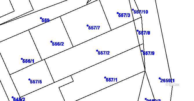 Parcela st. 557/2 v KÚ Oslavany, Katastrální mapa