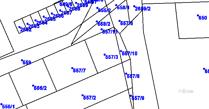 Parcela st. 557/3 v KÚ Oslavany, Katastrální mapa