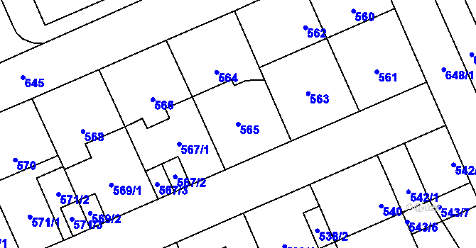 Parcela st. 565 v KÚ Oslavany, Katastrální mapa