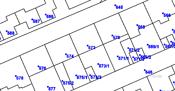Parcela st. 572 v KÚ Oslavany, Katastrální mapa