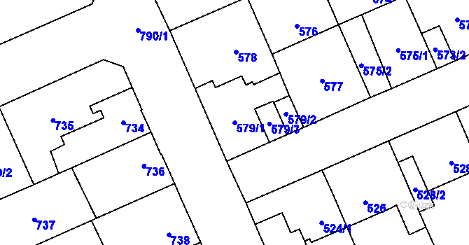 Parcela st. 579/1 v KÚ Oslavany, Katastrální mapa