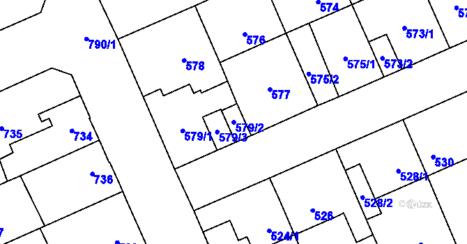Parcela st. 579/2 v KÚ Oslavany, Katastrální mapa
