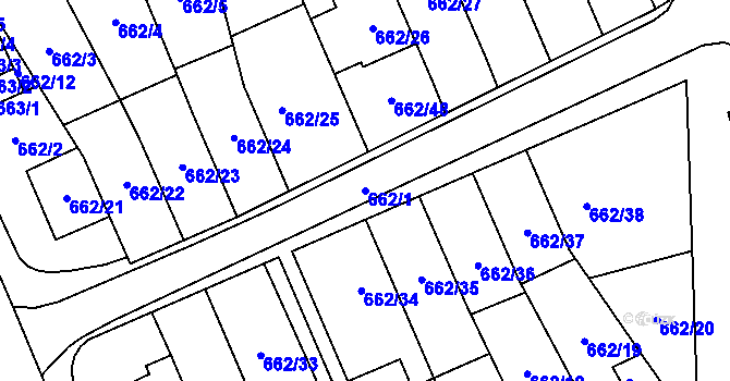 Parcela st. 662/1 v KÚ Oslavany, Katastrální mapa