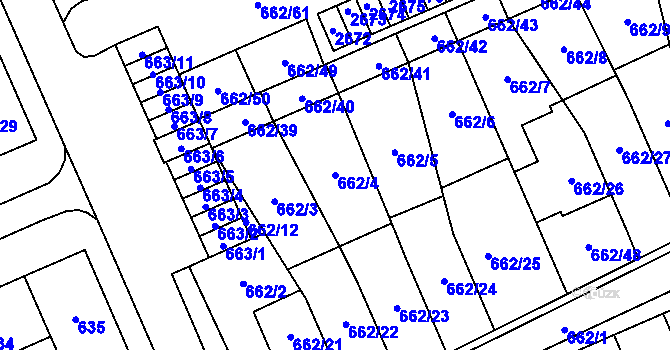 Parcela st. 662/4 v KÚ Oslavany, Katastrální mapa