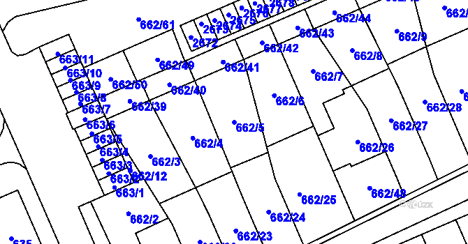 Parcela st. 662/5 v KÚ Oslavany, Katastrální mapa
