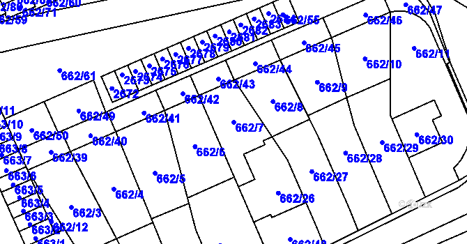Parcela st. 662/7 v KÚ Oslavany, Katastrální mapa