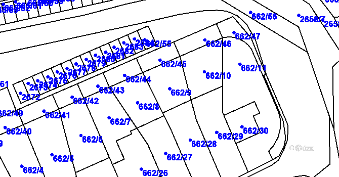 Parcela st. 662/9 v KÚ Oslavany, Katastrální mapa