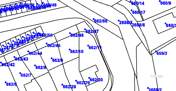 Parcela st. 662/11 v KÚ Oslavany, Katastrální mapa