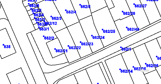 Parcela st. 662/23 v KÚ Oslavany, Katastrální mapa