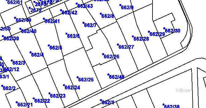 Parcela st. 662/26 v KÚ Oslavany, Katastrální mapa