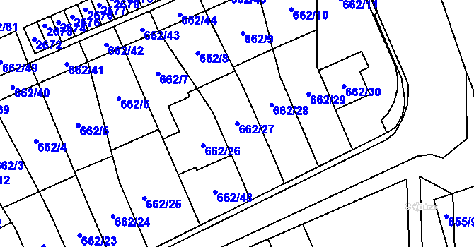 Parcela st. 662/27 v KÚ Oslavany, Katastrální mapa