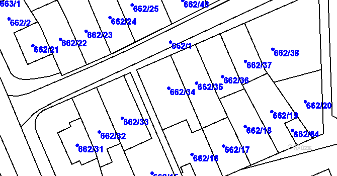 Parcela st. 662/34 v KÚ Oslavany, Katastrální mapa