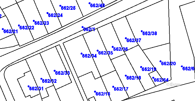 Parcela st. 662/35 v KÚ Oslavany, Katastrální mapa