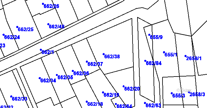Parcela st. 662/38 v KÚ Oslavany, Katastrální mapa