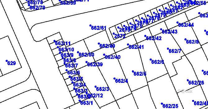 Parcela st. 662/40 v KÚ Oslavany, Katastrální mapa