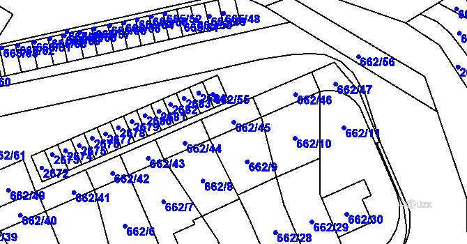 Parcela st. 662/45 v KÚ Oslavany, Katastrální mapa