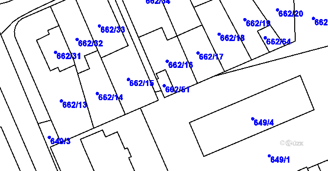 Parcela st. 662/51 v KÚ Oslavany, Katastrální mapa