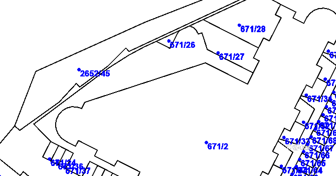 Parcela st. 671/3 v KÚ Oslavany, Katastrální mapa
