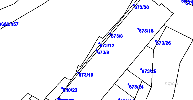 Parcela st. 673/9 v KÚ Oslavany, Katastrální mapa