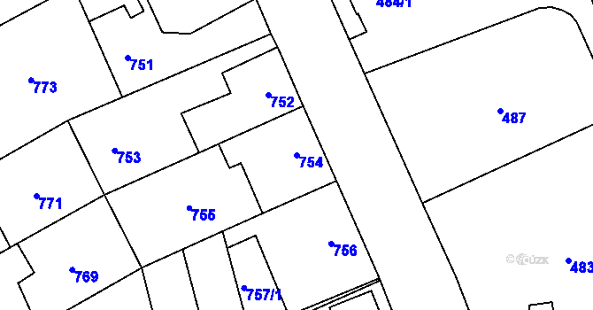 Parcela st. 754 v KÚ Oslavany, Katastrální mapa