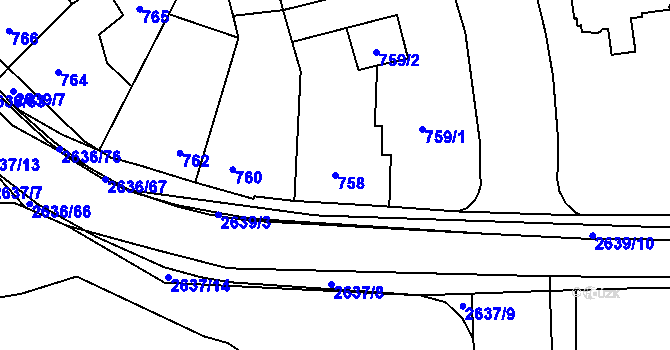 Parcela st. 758 v KÚ Oslavany, Katastrální mapa