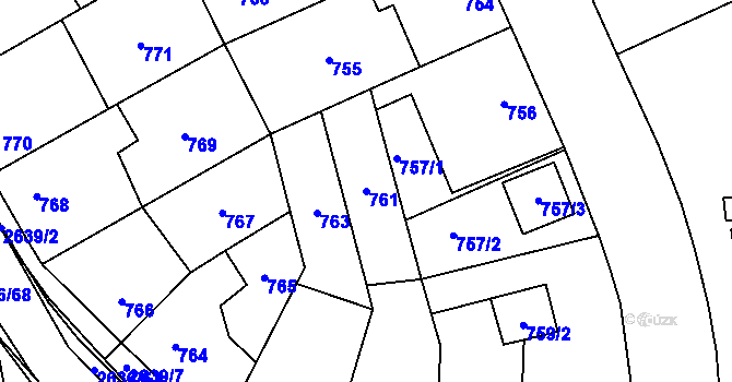 Parcela st. 761 v KÚ Oslavany, Katastrální mapa