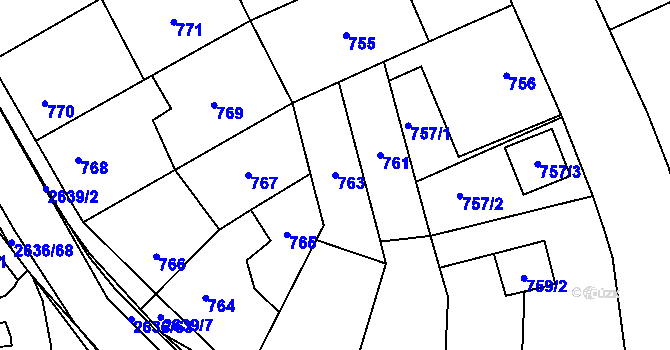 Parcela st. 763 v KÚ Oslavany, Katastrální mapa