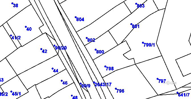 Parcela st. 800 v KÚ Oslavany, Katastrální mapa