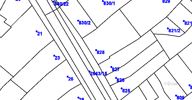 Parcela st. 828 v KÚ Oslavany, Katastrální mapa