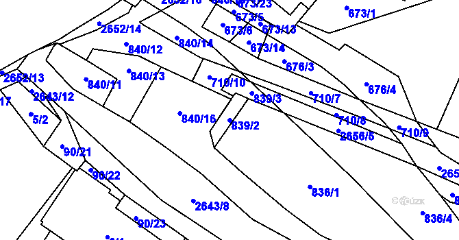 Parcela st. 839/2 v KÚ Oslavany, Katastrální mapa
