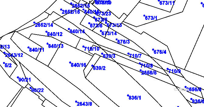 Parcela st. 839/3 v KÚ Oslavany, Katastrální mapa
