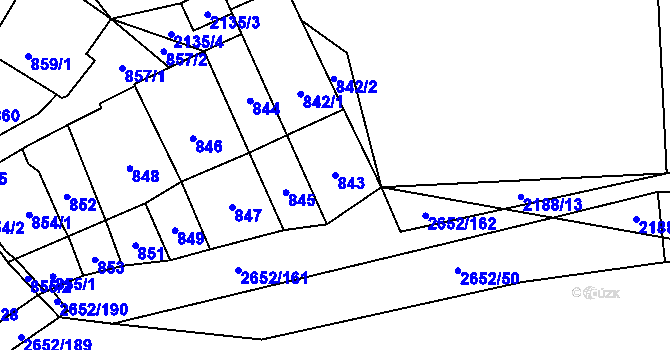 Parcela st. 843 v KÚ Oslavany, Katastrální mapa