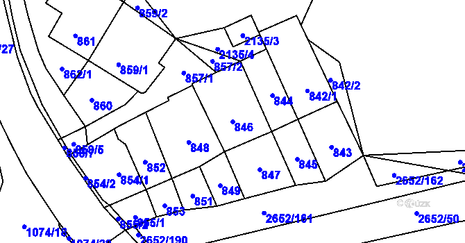 Parcela st. 846 v KÚ Oslavany, Katastrální mapa