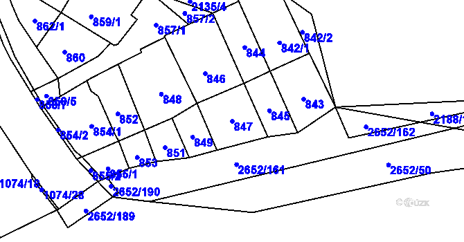 Parcela st. 847 v KÚ Oslavany, Katastrální mapa