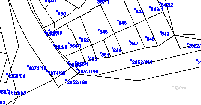 Parcela st. 851 v KÚ Oslavany, Katastrální mapa
