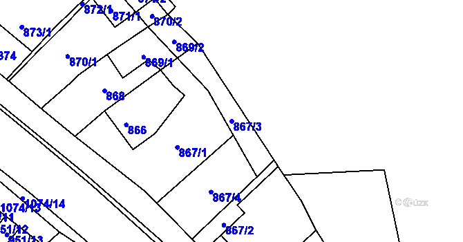 Parcela st. 867/3 v KÚ Oslavany, Katastrální mapa