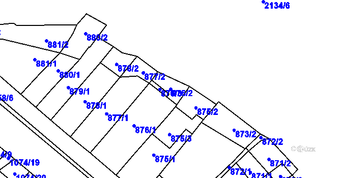 Parcela st. 876/2 v KÚ Oslavany, Katastrální mapa