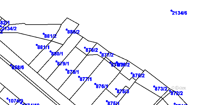 Parcela st. 877/2 v KÚ Oslavany, Katastrální mapa