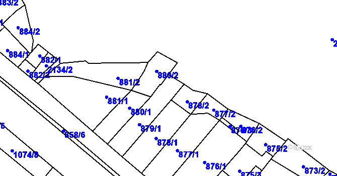 Parcela st. 879/2 v KÚ Oslavany, Katastrální mapa
